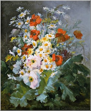A Still Life Of Daisies And Poppies