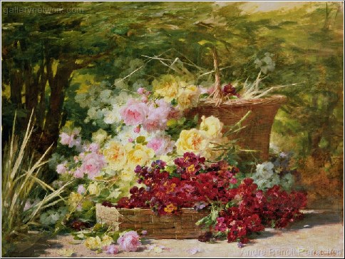 Flowers In a basket In a  Wooded Glade