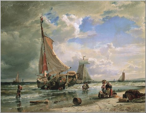 Fisherfolk on Scheveningen Beach, 1855