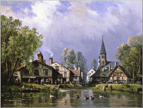 A Busy Riverside Village