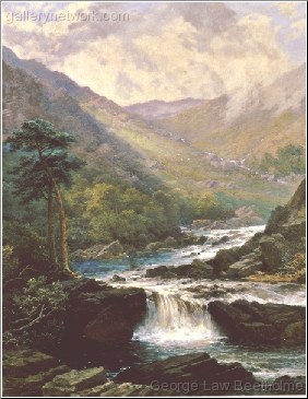 A Romatic Landscape With Waterfall