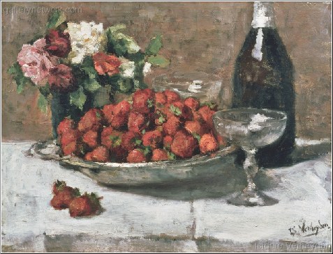 Nature Morte Aux Champagne Et Fraises