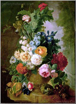 A Still Life of Roses and Delphiniums