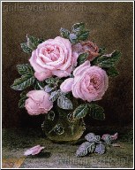 Pink Roses In a Glass Vase